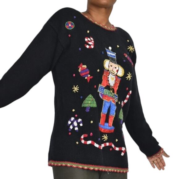 Ugly Christmas Sweater Vintage Toy Soldier Embroidery Ornaments XMAS Size Large - Picture 16 of 16